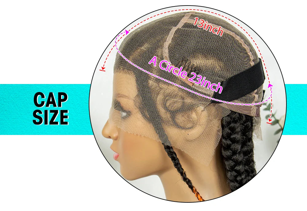 Knotless Box Braids Full Lace Wig | Cornrow Accents | Baby Hair | Synthetic Braided Wig