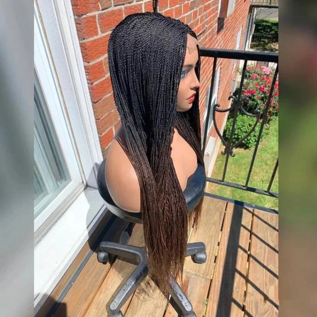 Ready-to-Ship 28" Center Part Box Braids Wig | 13x4 Lace Front | Middle Part | Kanekalon