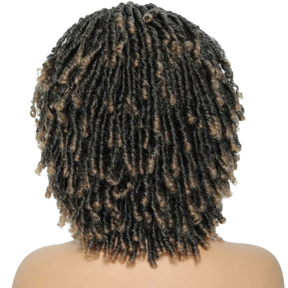 Soft Faux Locs Headband Wig - 6 Inch Ombre Dreadlock Wig for Black Women - Curly Braided Synthetic Wig with Headband - 1B, Burgundy, 27, 30, 613 Options