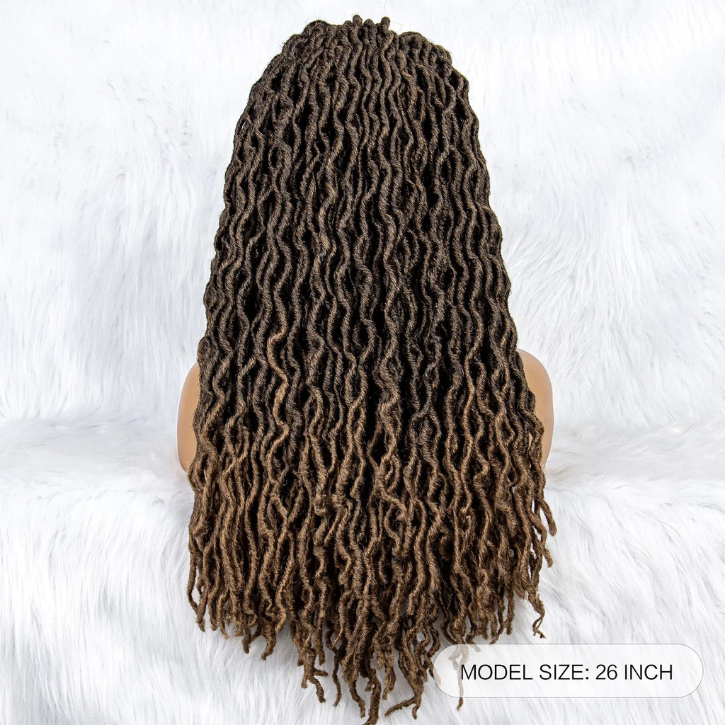 Knotless Box Braided Wig with Curly Ends & Baby Hair | Synthetic Lace Front Wig for Black Women