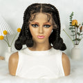 KIMA Burgundy Jumbo Box Braids Full Lace Wig | 350 Colored Bubble Braids with Baby Hair