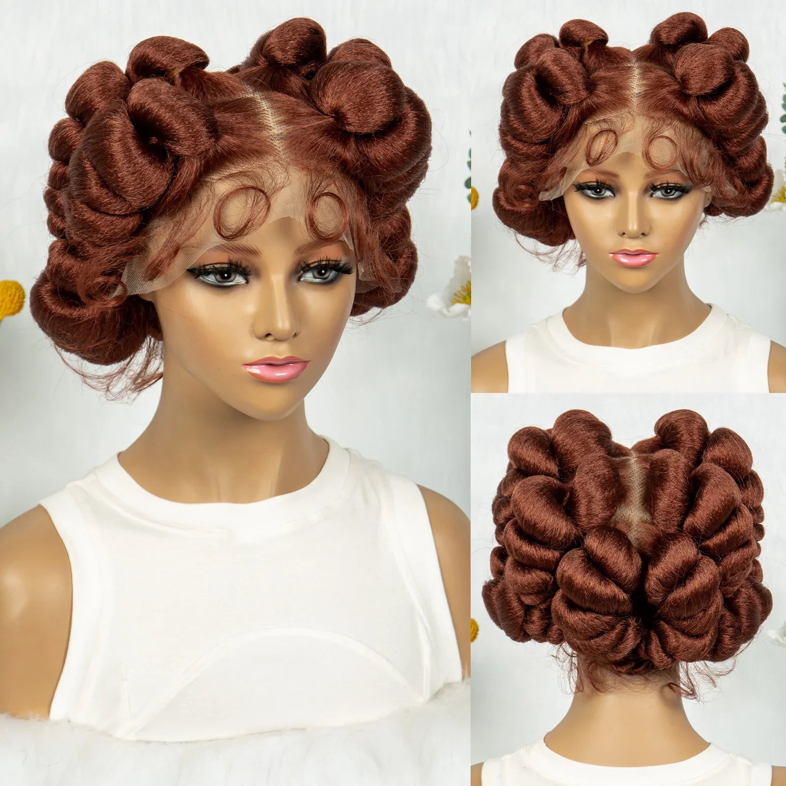 Handmade Bantu Knotless Box Braids Full Lace Wig | African Braiding Hair | Synthetic Wig