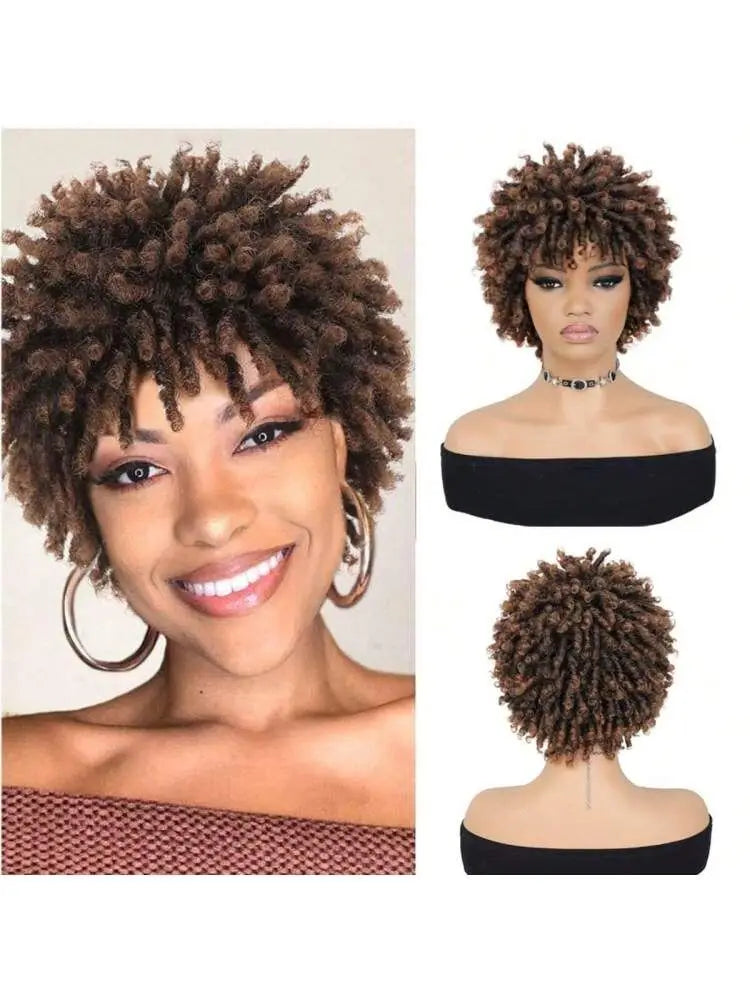 Short Afro Faux Dreads Wig | Heat Resistant Synthetic Braids | Unisex Wig for Black Women & Men