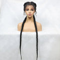 Handmade Double Dutch Cornrow Braided Wig | Natural Black Lace Front | Baby Hair | Kanekalon Synthetic Wig for Women