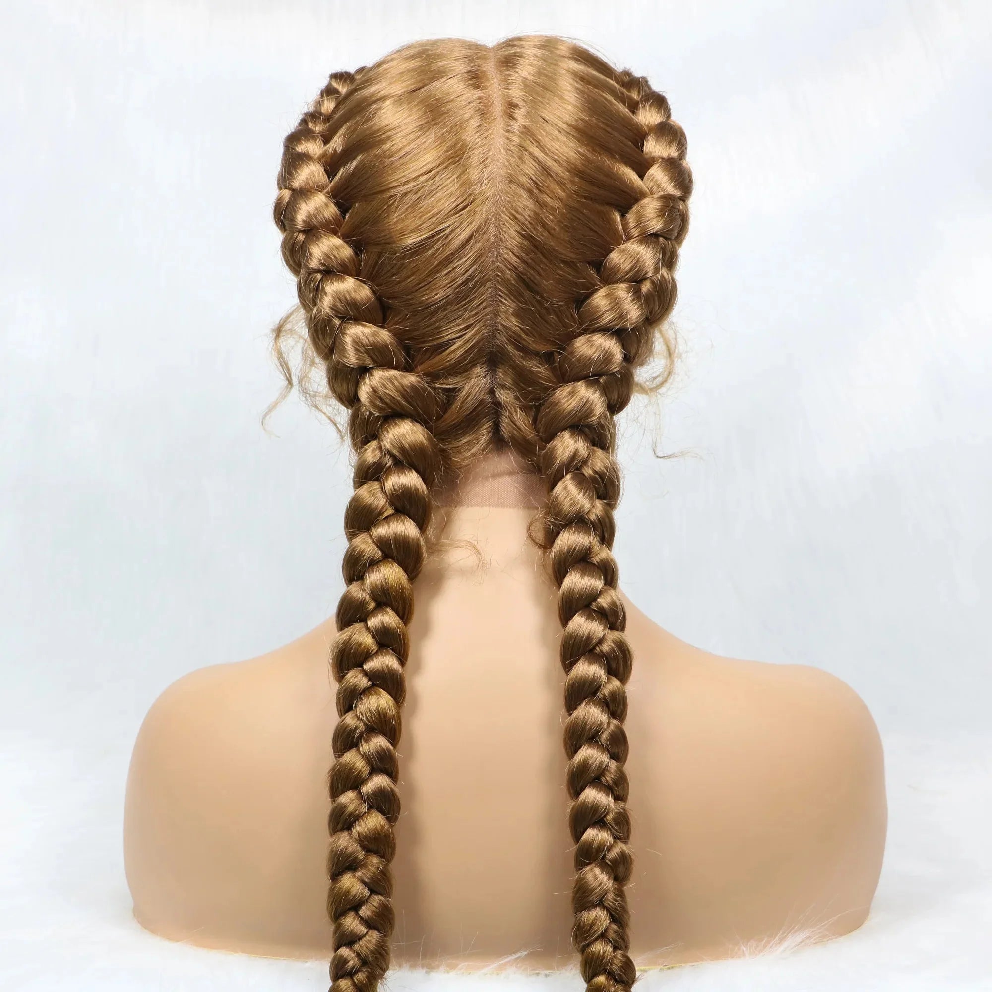 Handmade Double Dutch Cornrow Braided Wig | Natural Black Lace Front | Baby Hair | Kanekalon Synthetic Wig for Women