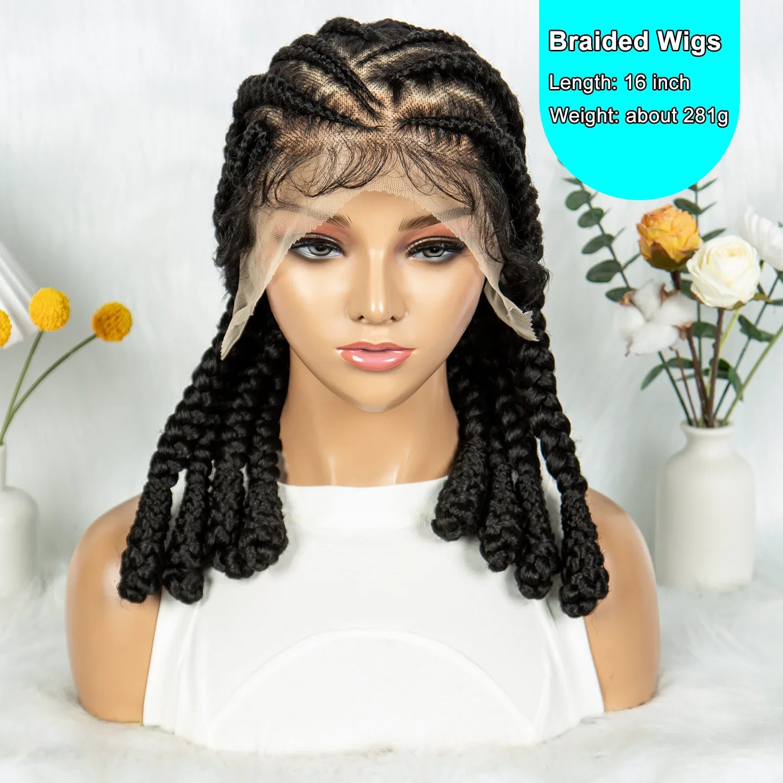 Cornrow & Bantu Knots Braided Wig | Stitch Braids | Full Lace | Synthetic Hair | Kima Wigs