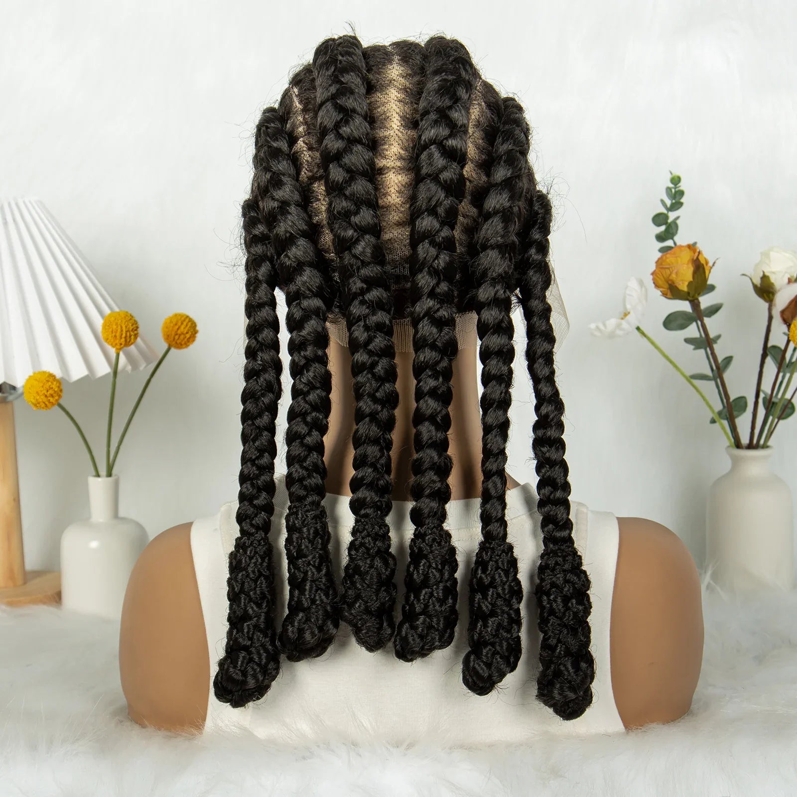 KIMA Cornrow Box Braided Full Lace Wig with Baby Hair | Synthetic Braids Wig for Africa Women & Men