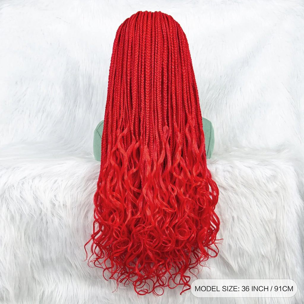 New HD Curly Goddess Box Braids Wig | Transparent Full Lace