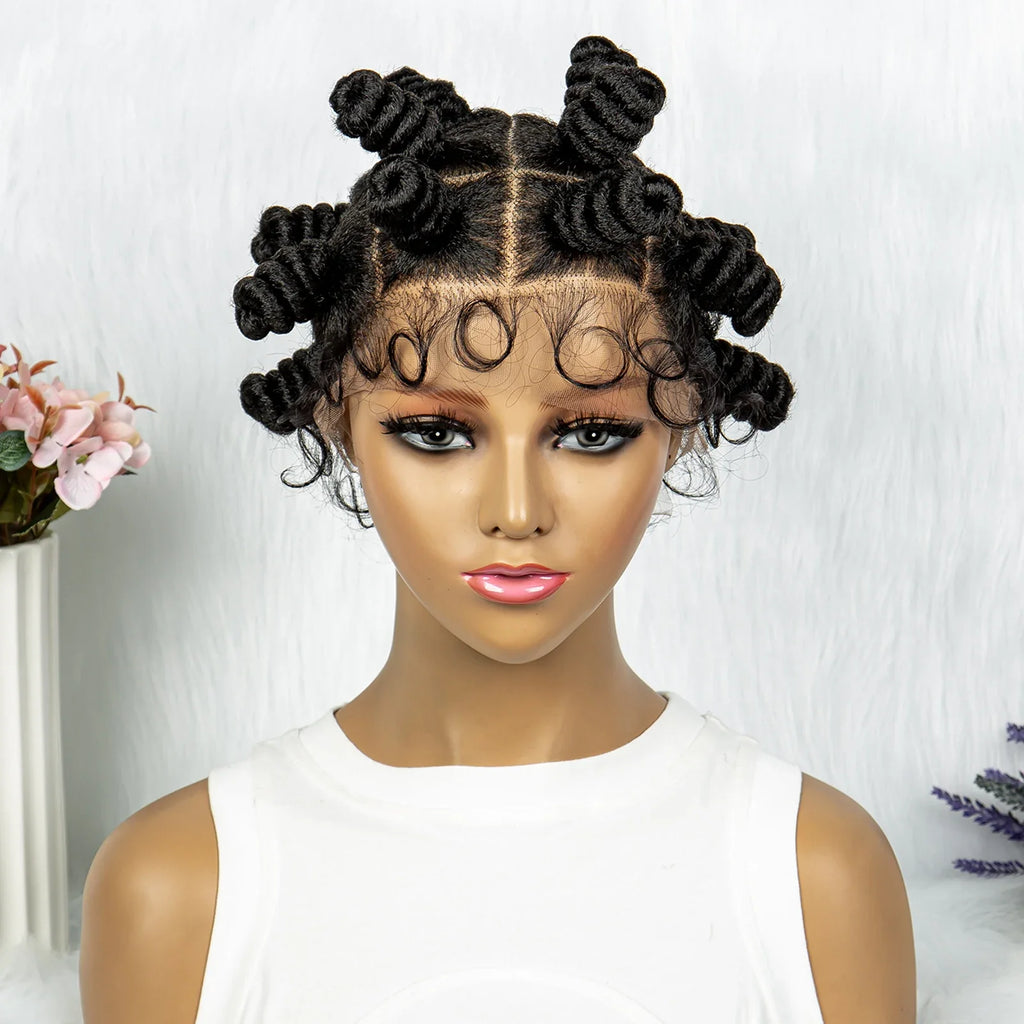 KIMA Bantu Knot Knotless Box Braids Wig | 350# Blonde Braided Bun Full Lace Wig for Black Women