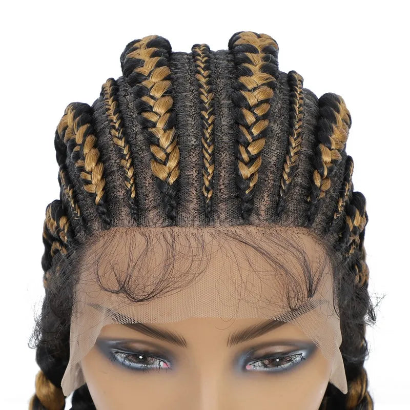 36" Jumbo Knotless Box Braids Wig | Incoo Full Lace Cornrow Wig | Transparent Lace | African Braided Hair
