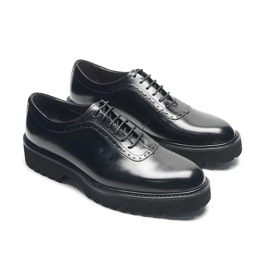 Designer Luxury Platform Oxfords for Men | Cow Suede Genuine Leather Black & Blue Casual Shoe (Height Increasing)