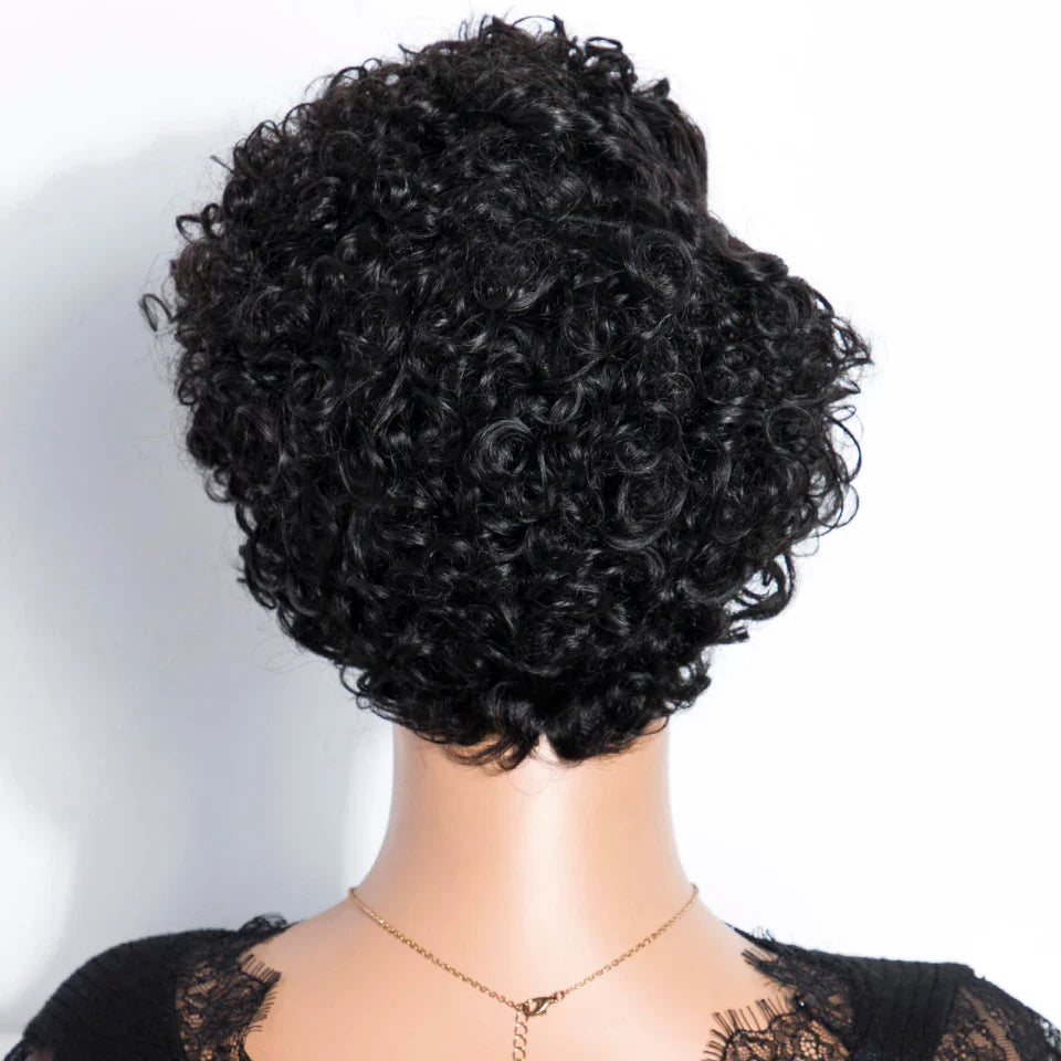 Natural Black Pixie Cut Wig | Short Curly Bob 13x1 Lace Front Human Hair (Pre-Plucked)