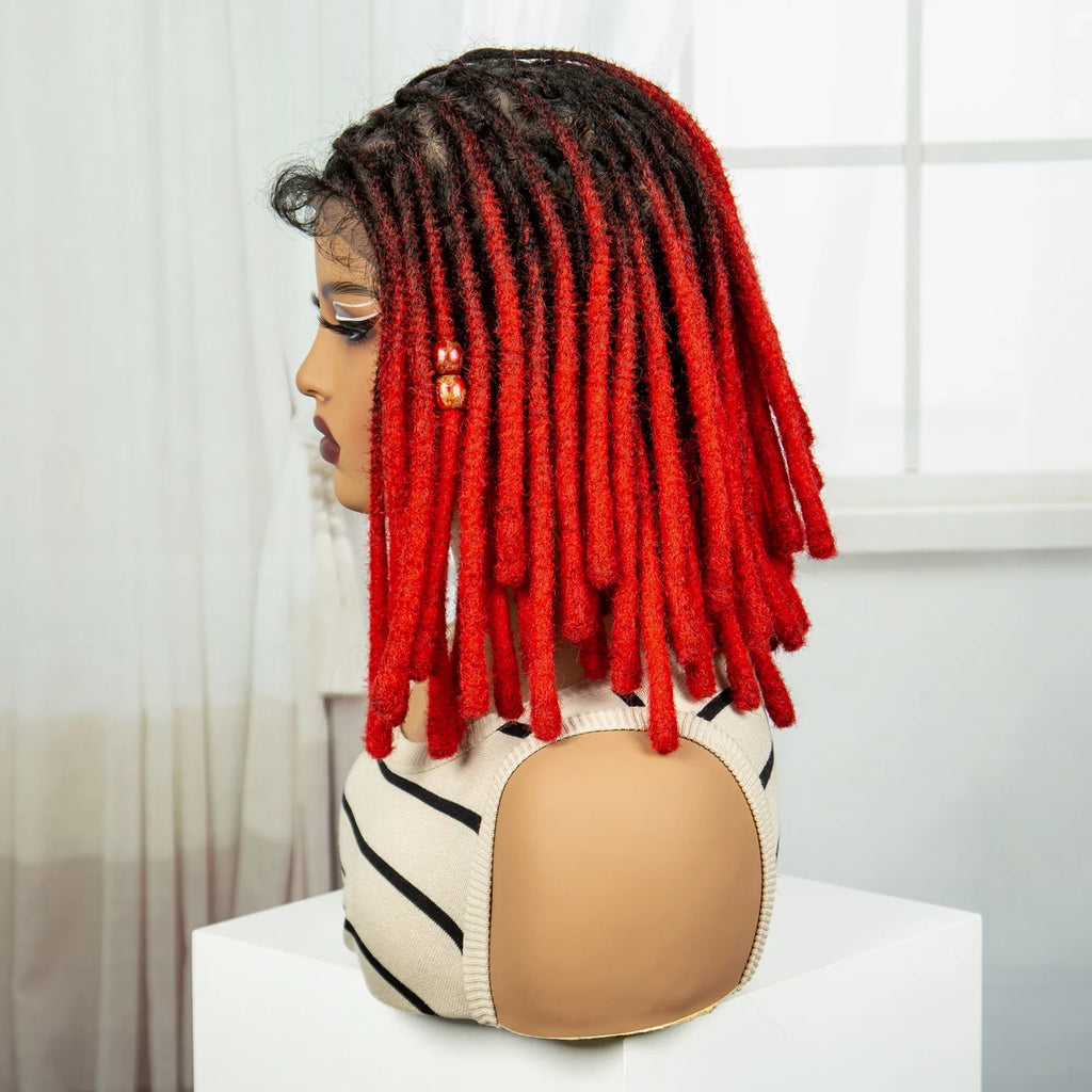 Orange Knotless Faux Locs Braided Wig | Full Lace | Baby Hair