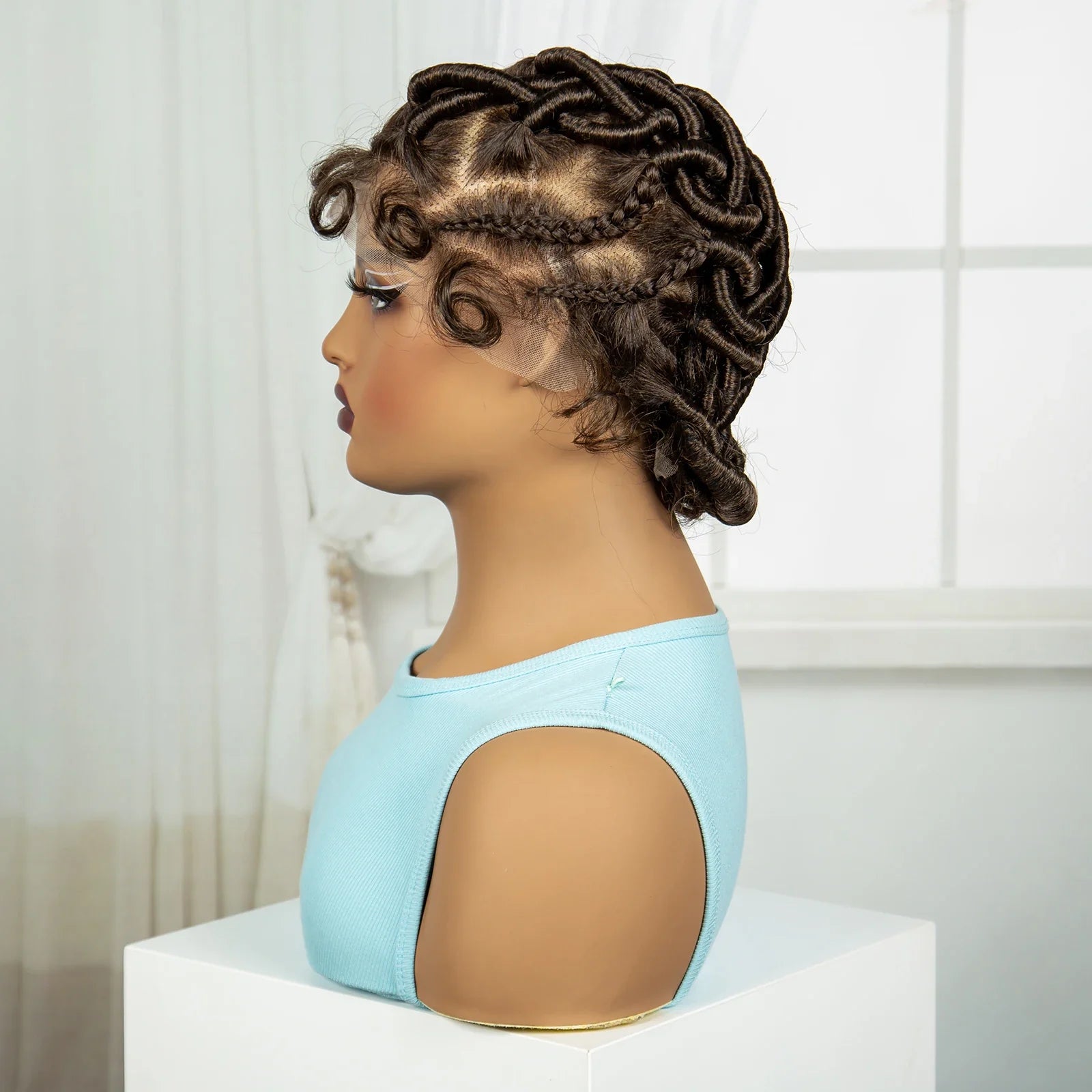 Ginger Orange Bantu Knotless Braids Wig | Full Lace | Baby Hair