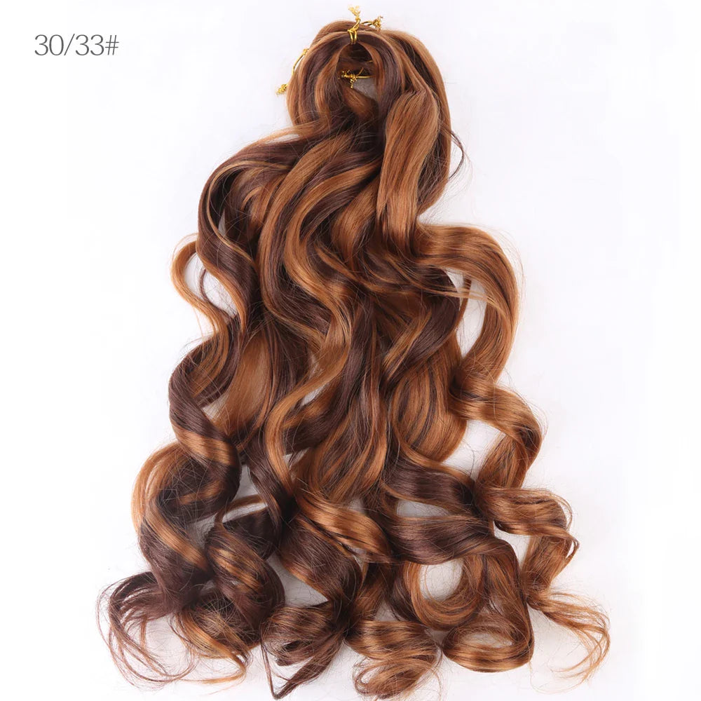 French Curly Crochet Braiding Hair - Ombre Spiral Curls - Pre-Stretched Synthetic Hair Extensions