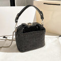 Luxury Designer Brand Silver Clutch Purse | Women's Evening Banquet Bag & Crystal Rhinestone Shoulder Bag (Fashion Handbags)