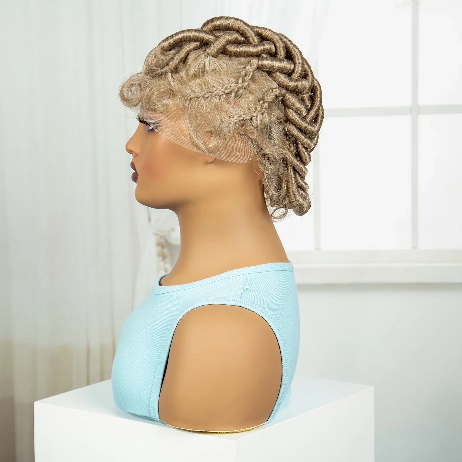 Ginger Orange Bantu Knotless Braids Wig | Full Lace | Baby Hair
