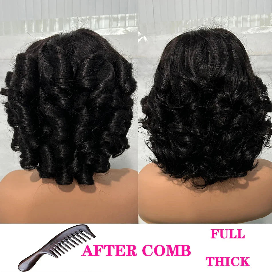 Malaysian Hair | Double Drawn | P4 27 | Ombre | Highlight | Bouncy Wave | Wear and Go | Glueless | Human Hair | Bob Curly Wigs