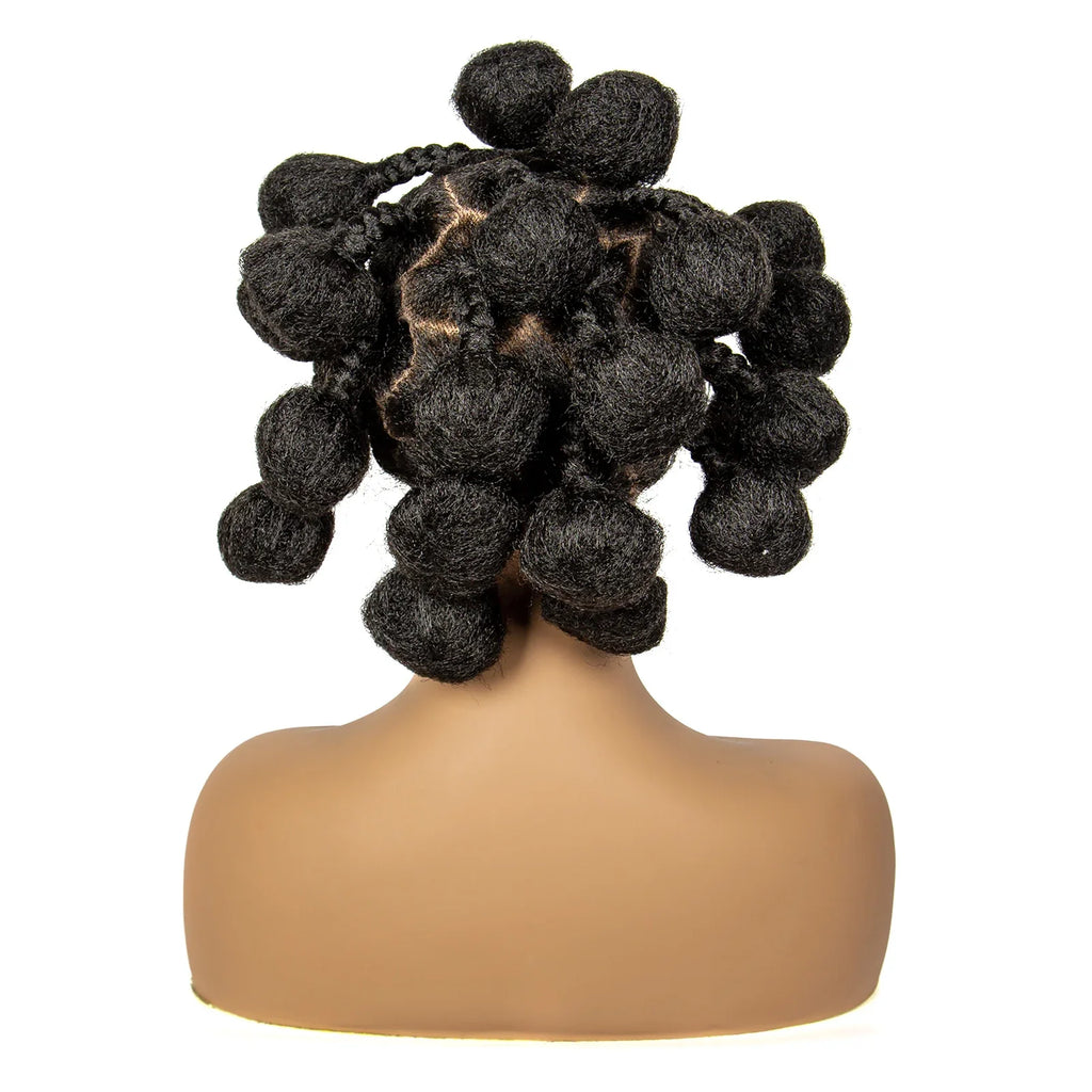 Handmade Bantu Knotless Braids Full Lace Wig | Short Synthetic Braided Wig with Baby Hair for Black Women