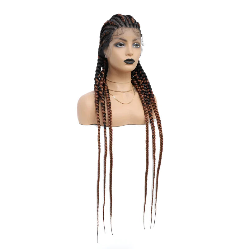 36" Jumbo Knotless Box Braids Wig | Incoo Full Lace Cornrow Wig | Transparent Lace | African Braided Hair