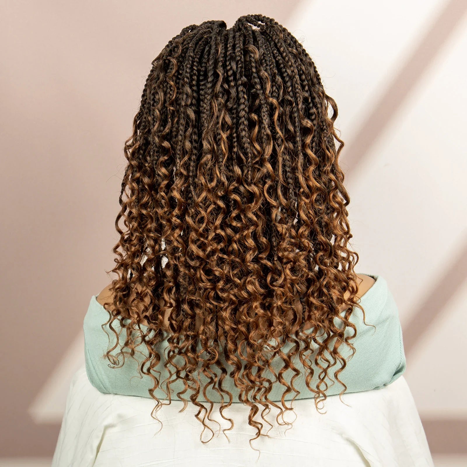 Burgundy Knotless Box Braids Wig with Curly Ends | Full Lace