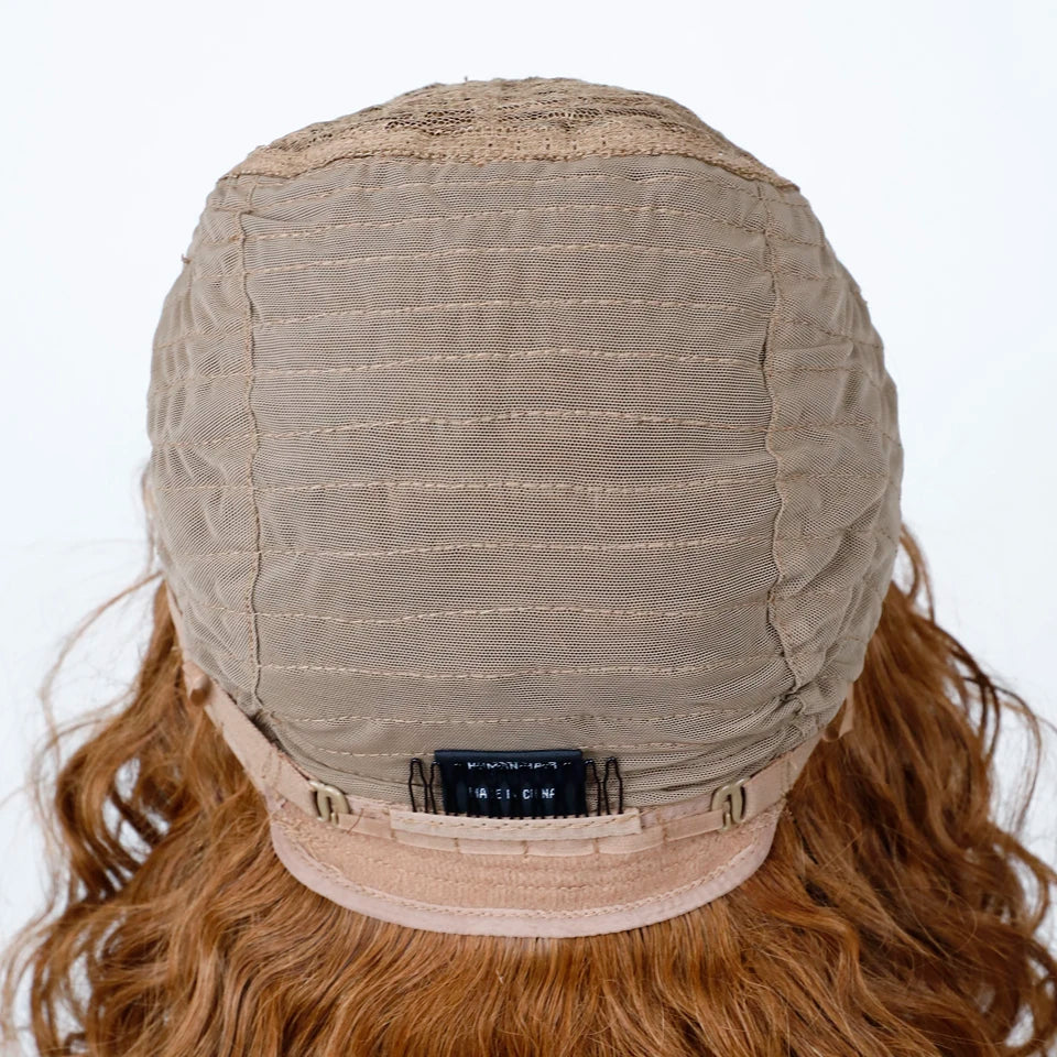 Honey Curly Bob Wigs Human Hair Side Part Pre-Plucked Big Fluffy Brown Mixed Blonde Glueless Bob Curly Wig with Fringe Bangs
