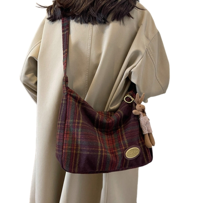 Trendy Plaid Crossbody Bag | Elegant & Practical Vintage Shoulder Handbag for Women (Soft Polyester for Everyday Use)