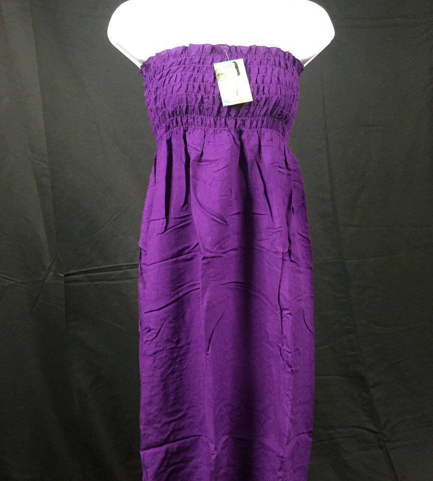 Womens Solid Smocked Tube Top Dress, Choose Sz/Color