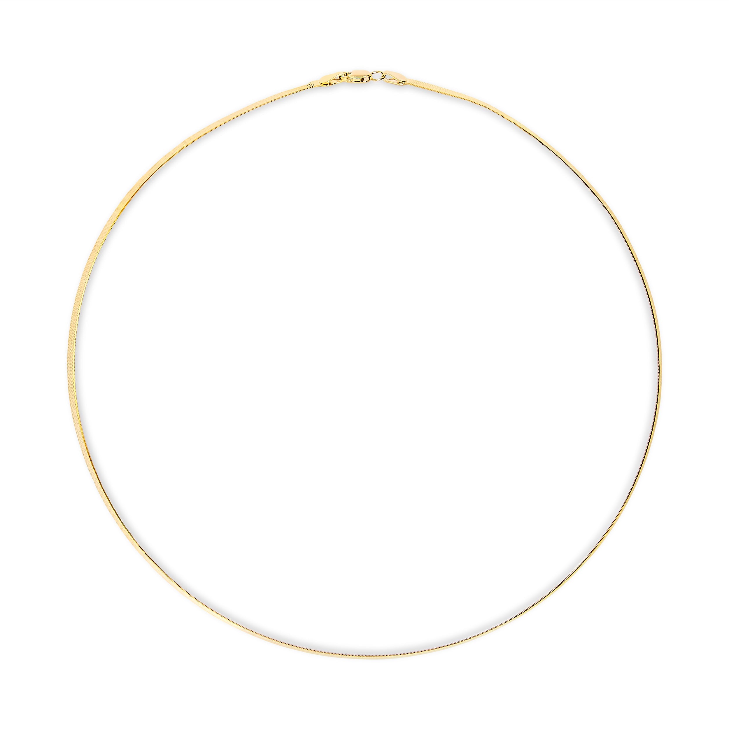 Unisex Solid 14K Yellow Gold 2.8mm Imperial Herringbone Chain Necklace - 18" Inches