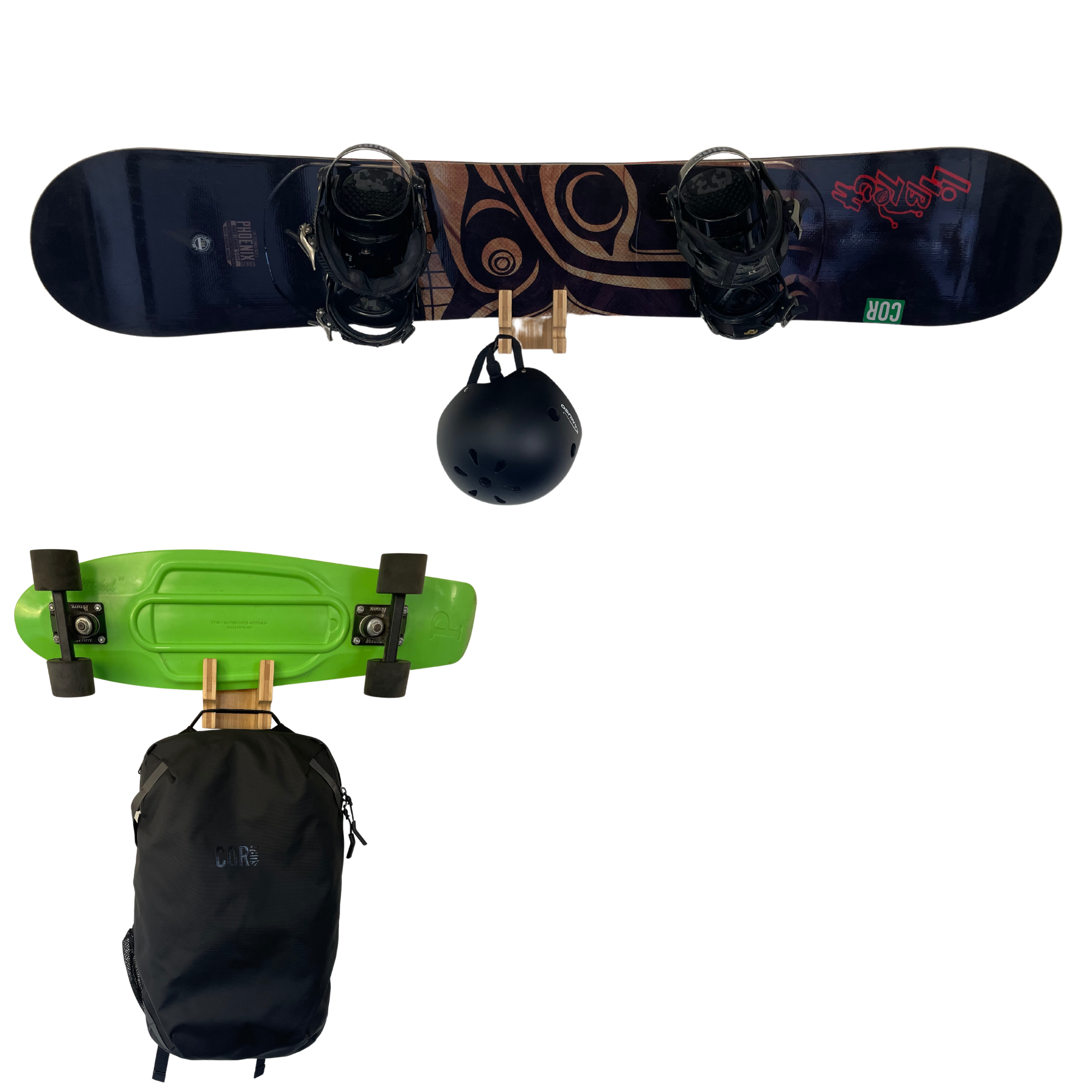 Bamboo Skate & Snowboard Wall Rack