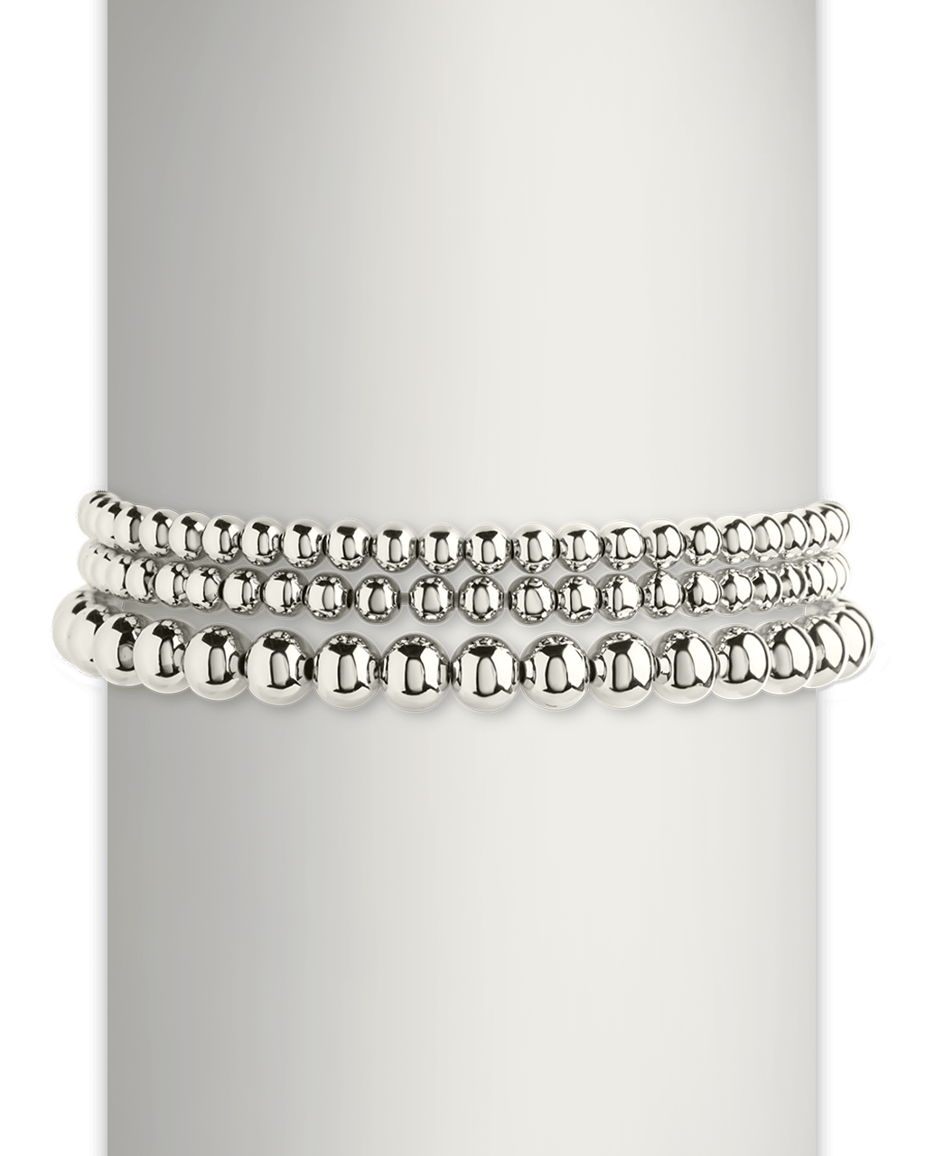 Sterling Silver Beaded Stretch Bracelet Sets