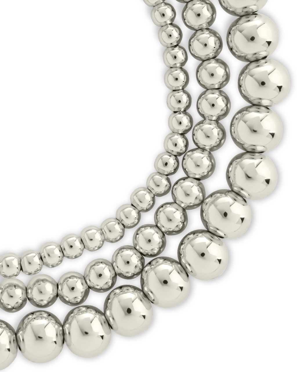 Sterling Silver Beaded Stretch Bracelet Sets