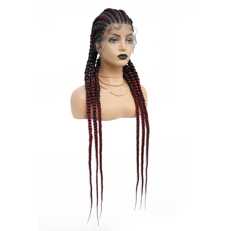 36" Jumbo Knotless Box Braids Wig | Incoo Full Lace Cornrow Wig | Transparent Lace | African Braided Hair