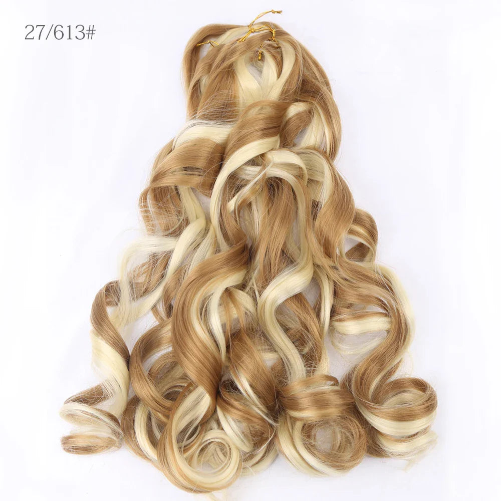 French Curly Crochet Braiding Hair - Ombre Spiral Curls - Pre-Stretched Synthetic Hair Extensions