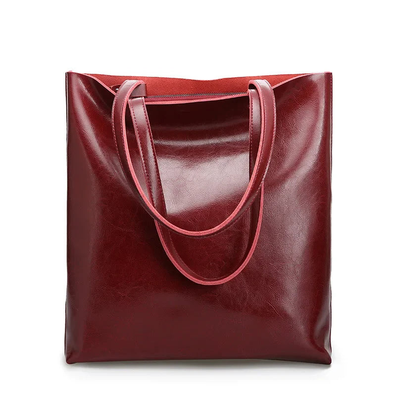 Real Genuine Leather Women's Shoulder Bags | Large Capacity Female Fashion Office Retro Handbag (Cow Leather, Big Bags for Women)