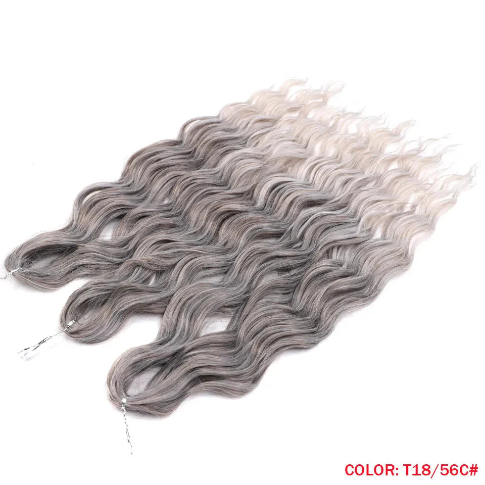 24" Orange Twist Crochet Hair | Synthetic Deep Wave Braiding Hair Extensions | Water Wave Hair | Heat Resistant Fiber | 60 Strands/Pack