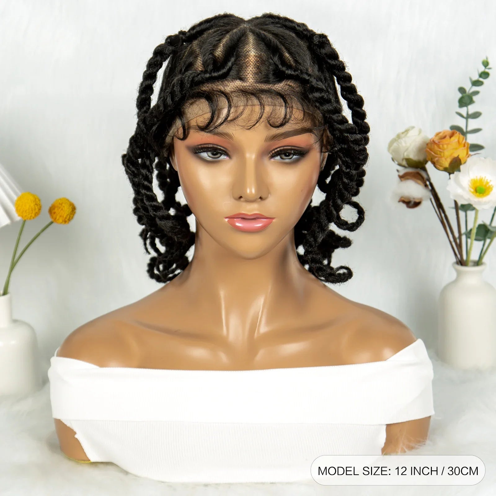 Handmade Bantu Knotless Braids Full Lace Wig | Baby Hair | Synthetic Braided Lace Frontal Wig