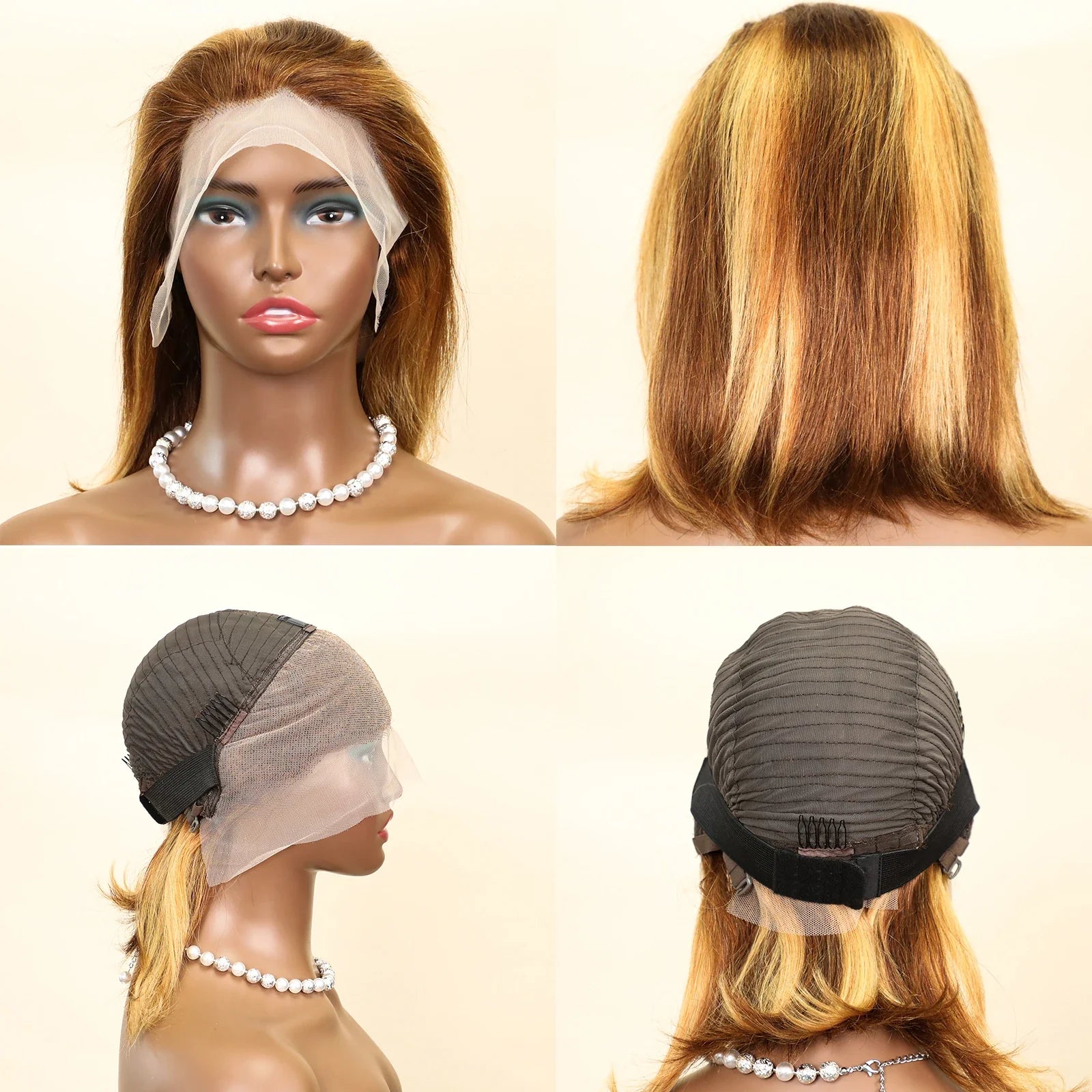 Ombre 4/27 Highlight Straight Bob Wig | 13x4 Transparent Lace Front Remy Human Hair Wig for Black Women