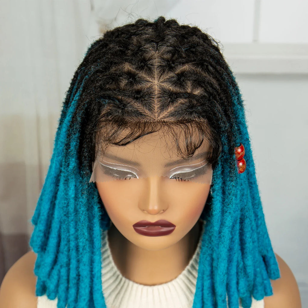 Orange Knotless Faux Locs Braided Wig | Full Lace | Baby Hair