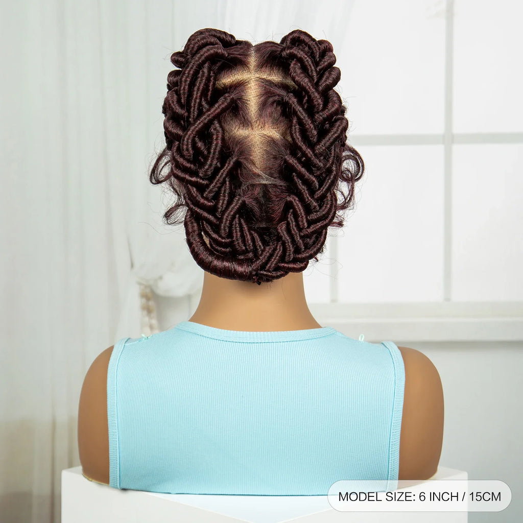 Ginger Orange Bantu Knotless Braids Wig | Full Lace | Baby Hair