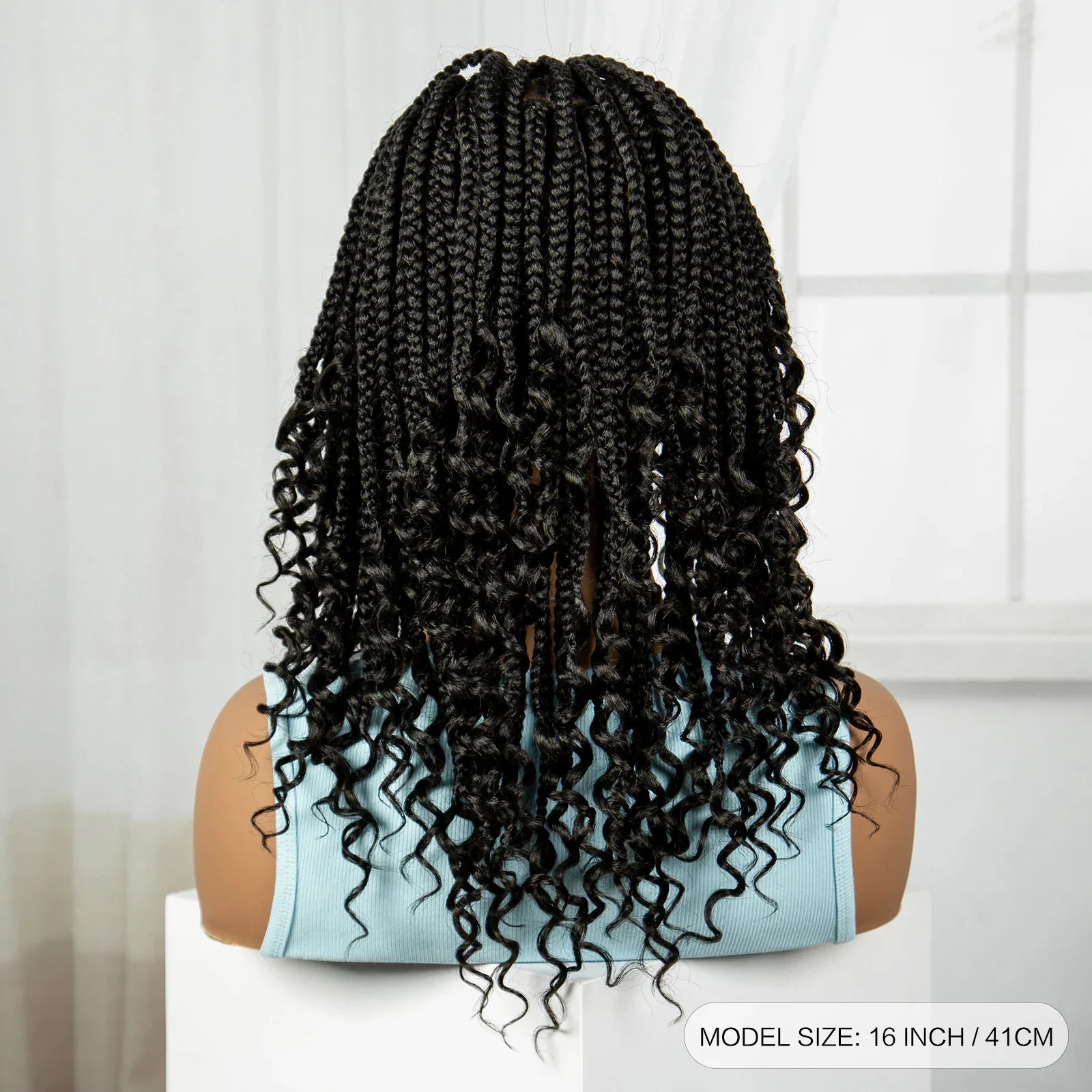 Ombre Boho Knotless Braids Bob Wig with Curly Ends | Full Lace