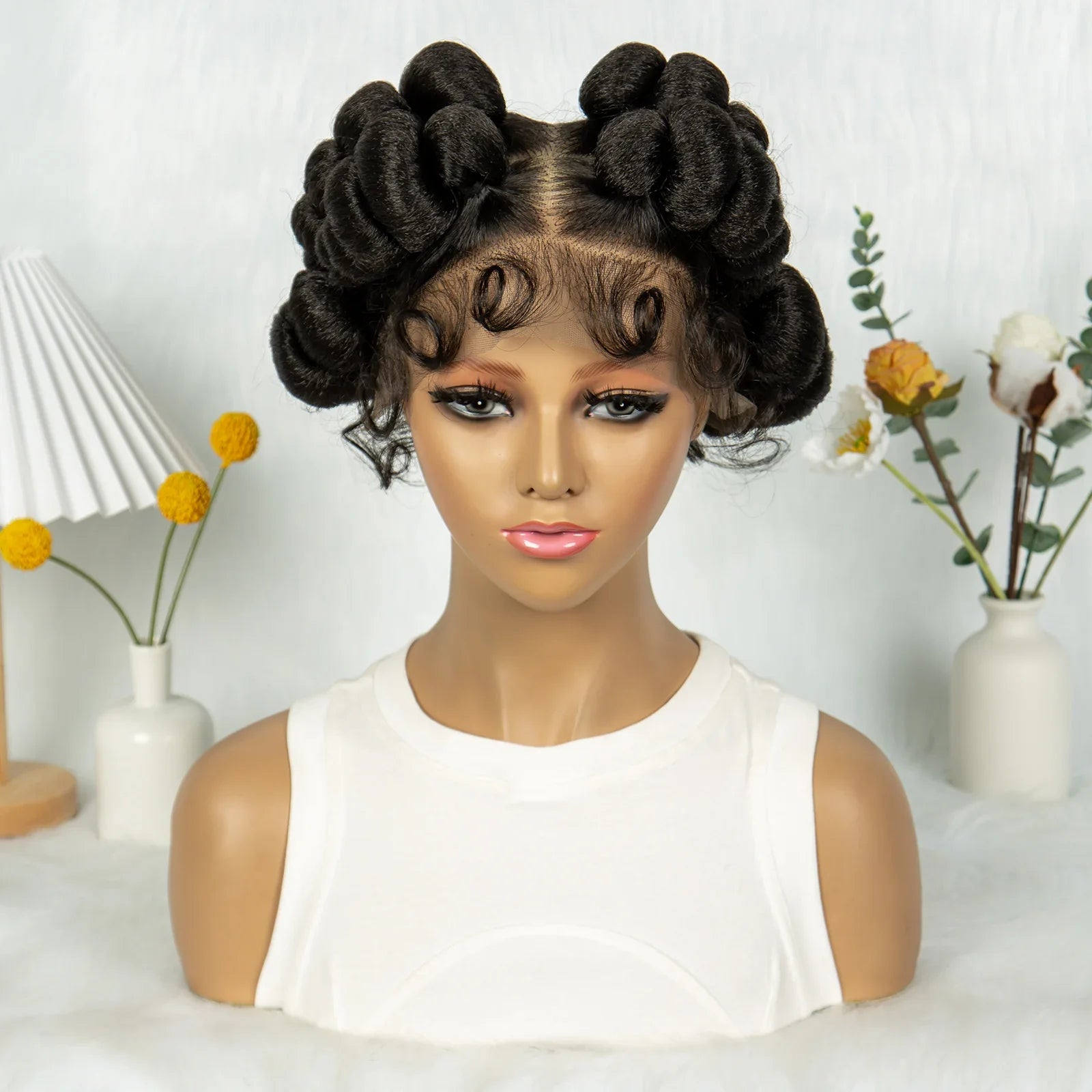 Handmade Bantu Knotless Box Braids Full Lace Wig | African Braiding Hair | Synthetic Wig