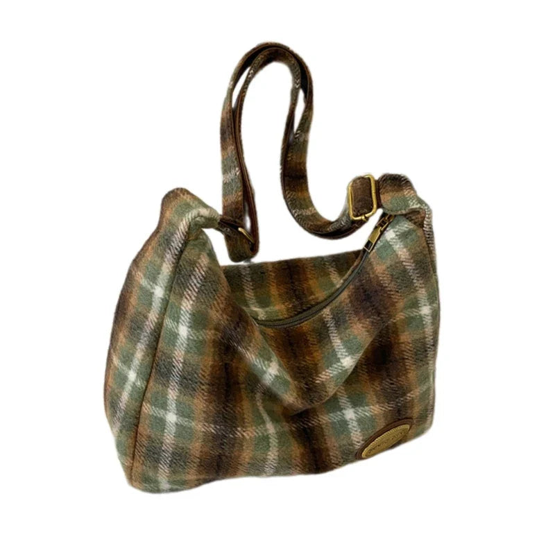 Trendy Plaid Crossbody Bag | Elegant & Practical Vintage Shoulder Handbag for Women (Soft Polyester for Everyday Use)