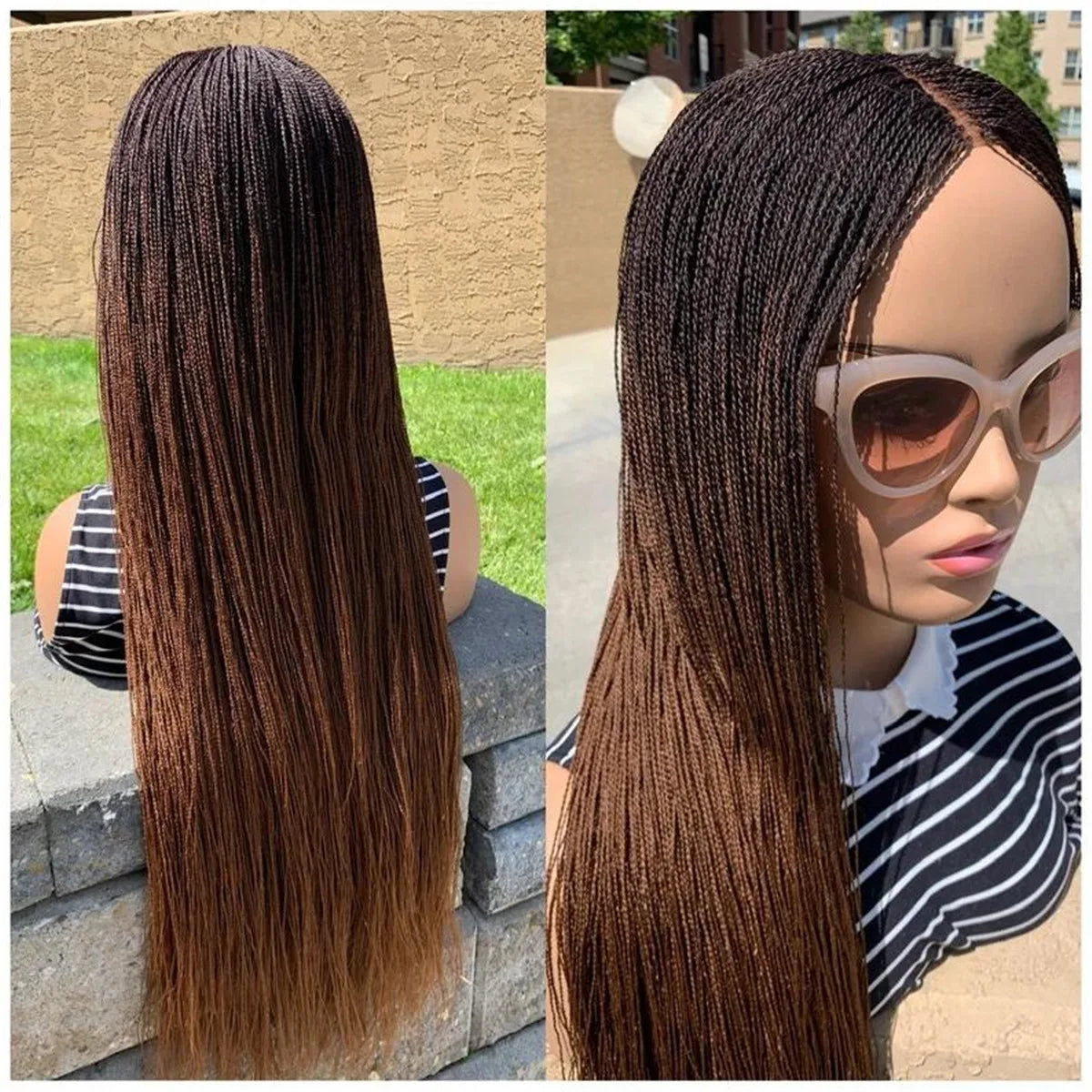 Micro Million Twist Braided Wig | Afro Braided Wig for Black Women | Transparent Lace Front Wig | Kanekalon Hair