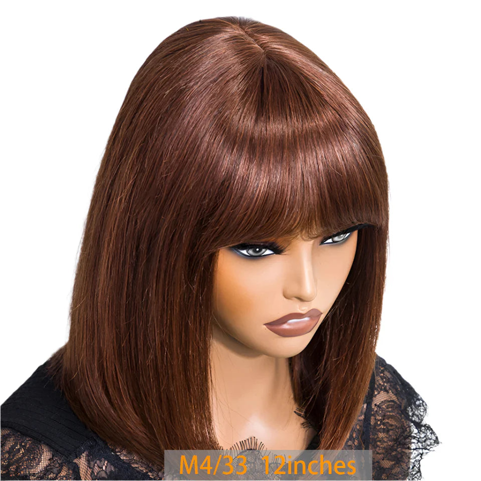 "Put On & Go" Straight Bob Wig | Easy Wear Human Hair with Bangs & Realistic Scalp