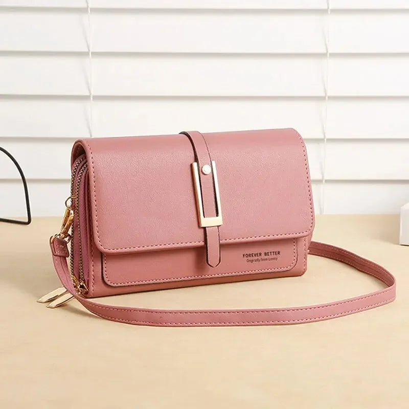 Leather Women's Mobile Phone Bag | Fashionable Multifunctional Small Square Bag (Trendy Retro Shoulder Bag)