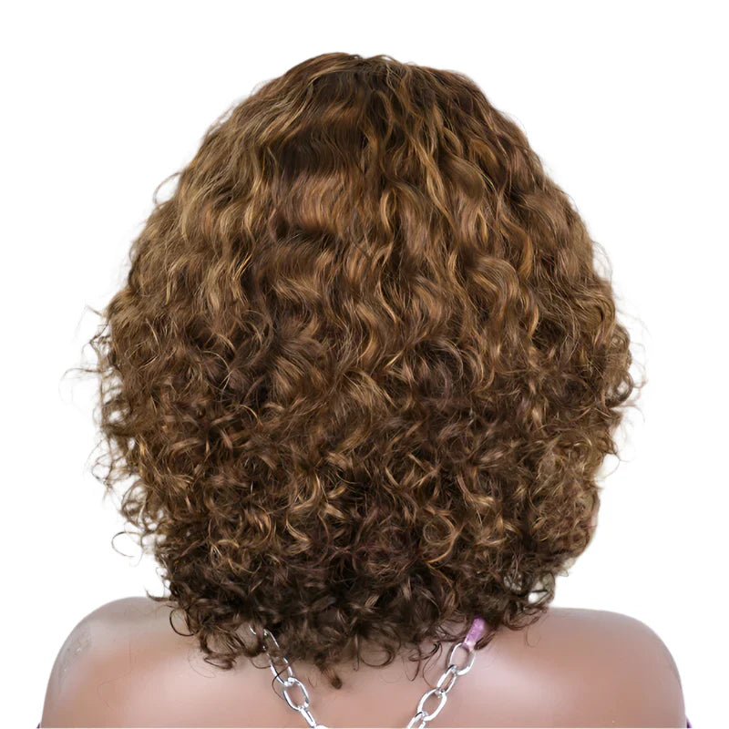 Rebecca Highlight Kinky Jerry Curly Wig | 200% Density Human Hair with Bangs