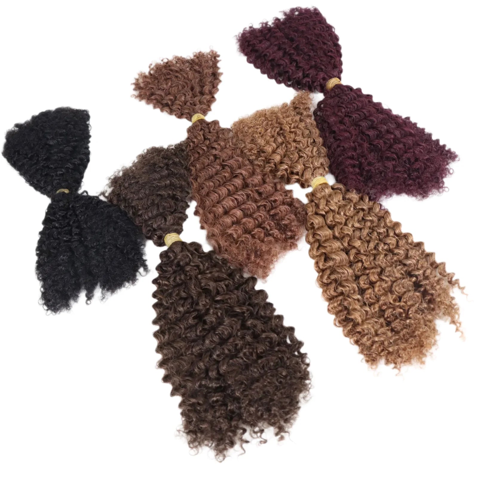 Ombre Honey Blonde Kinky Curly Human Hair Extensions | 50g Peruvian Crochet Bulk Hair (No Weft, Double Drawn)