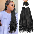 Pre-Stretched French Curly Braiding Hair - Natural Black Crochet Braids (Hot Water Setting)