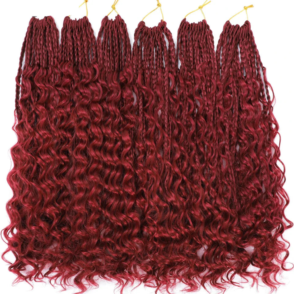 Ombre Goddess Box Braids Crochet Hair with Curly Ends | 14 Inch | 1-6 Packs